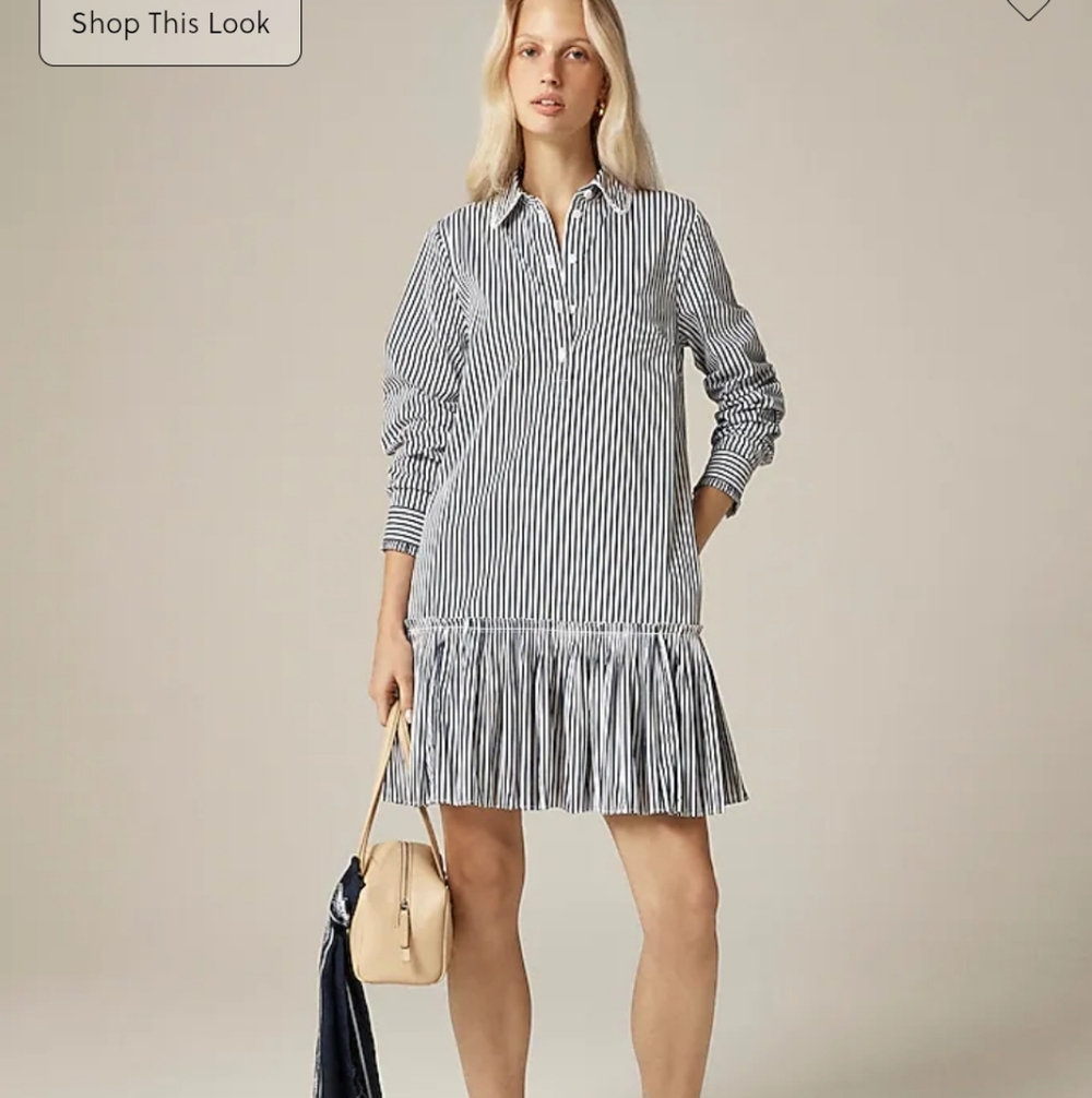 J Crew Amelia long-sleeve shirt-dress in striped cotton poplin CP992 Size XS NWT